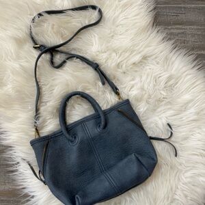 by Anthropologie ✨ Leather Crossbody Sleek Blue Bag with Adjustable Strap
